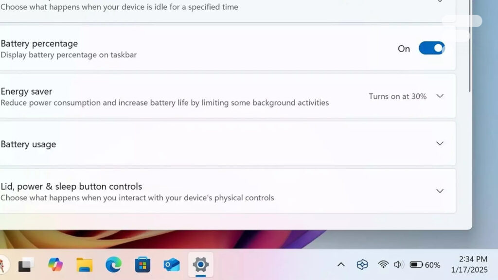 Windows 11 s'enrichit enfin d'un indicateur de pourcentage de batterie