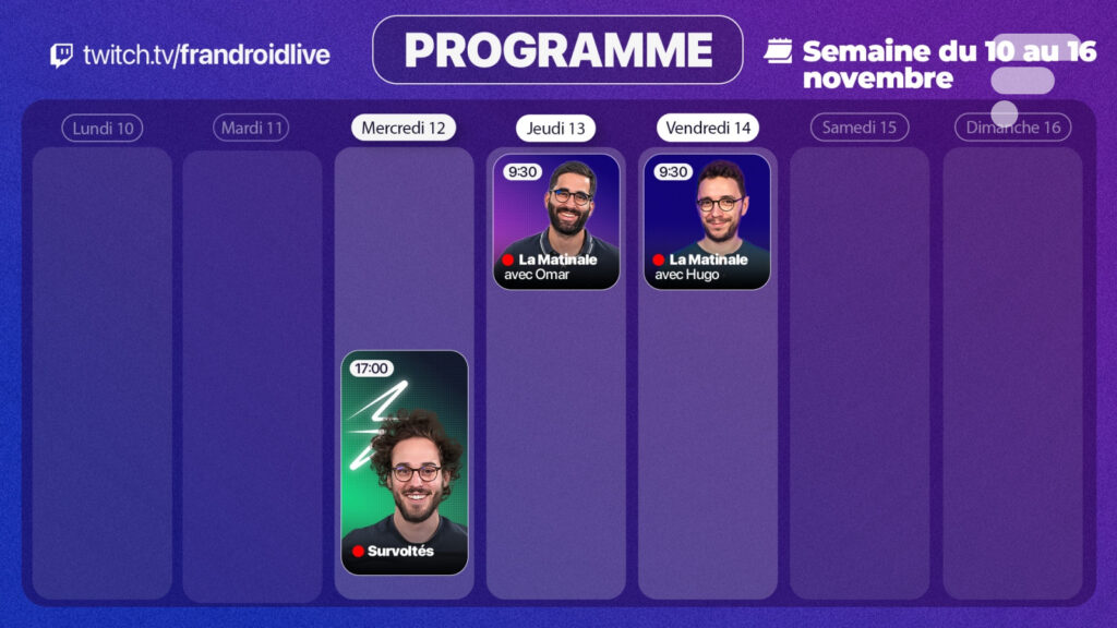 notre programme Twitch de la semaine, c'est juste ici